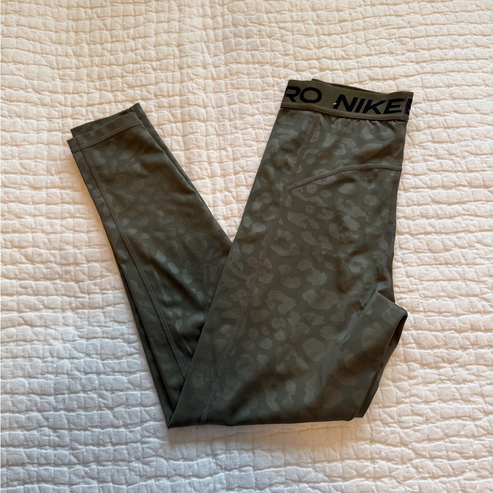 Nike Pro Dri Fit Camo Green Leggings